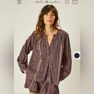 Natalie Martin New with Tags - Tolan shirt in Paisley Stripe Heather. Size Small